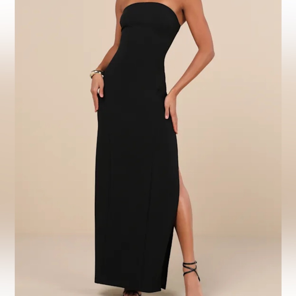 Lulus Famous Icon Elegant Black Strapless Gown